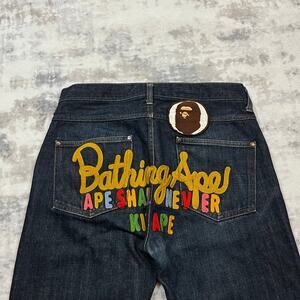Authentic Bape 2000’s Rainbow Champion Logo Jeans 30